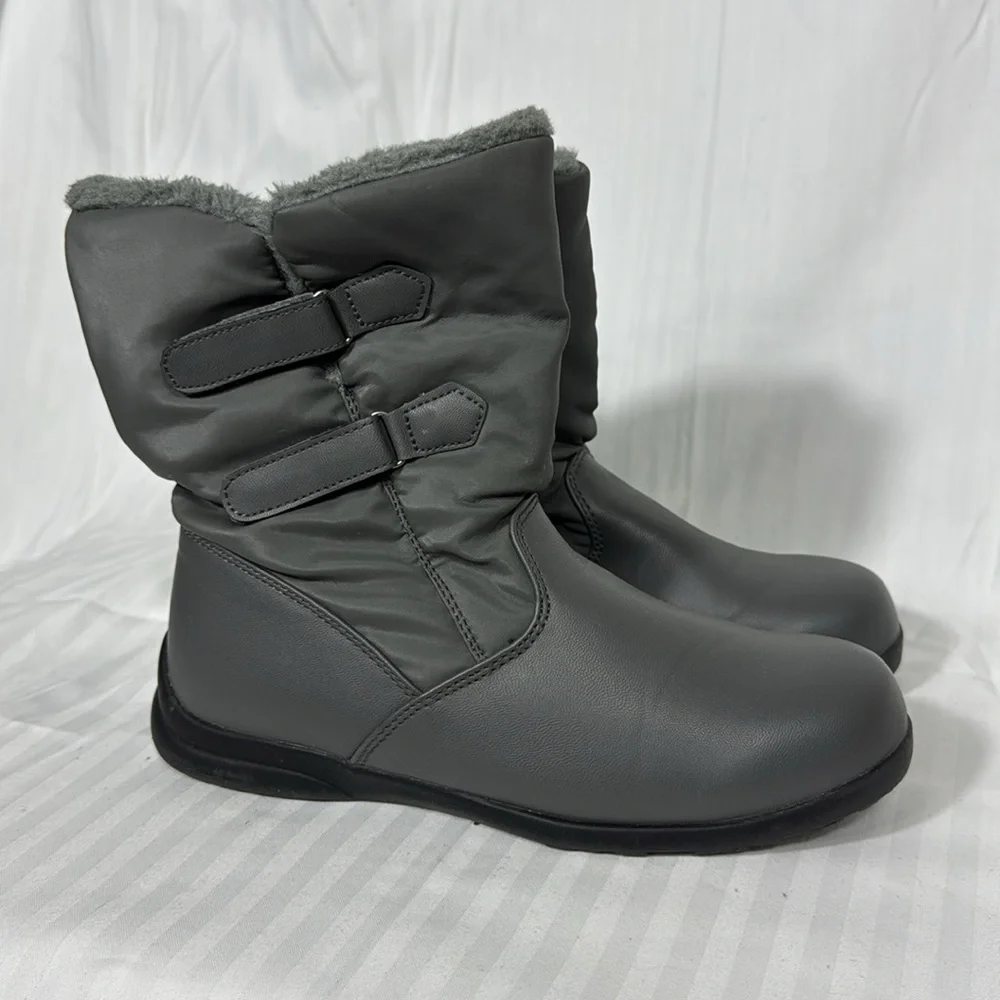 TOTES Waterproof Weather Boots Insulated Faux Fur Lined Gray Women's Size7.5